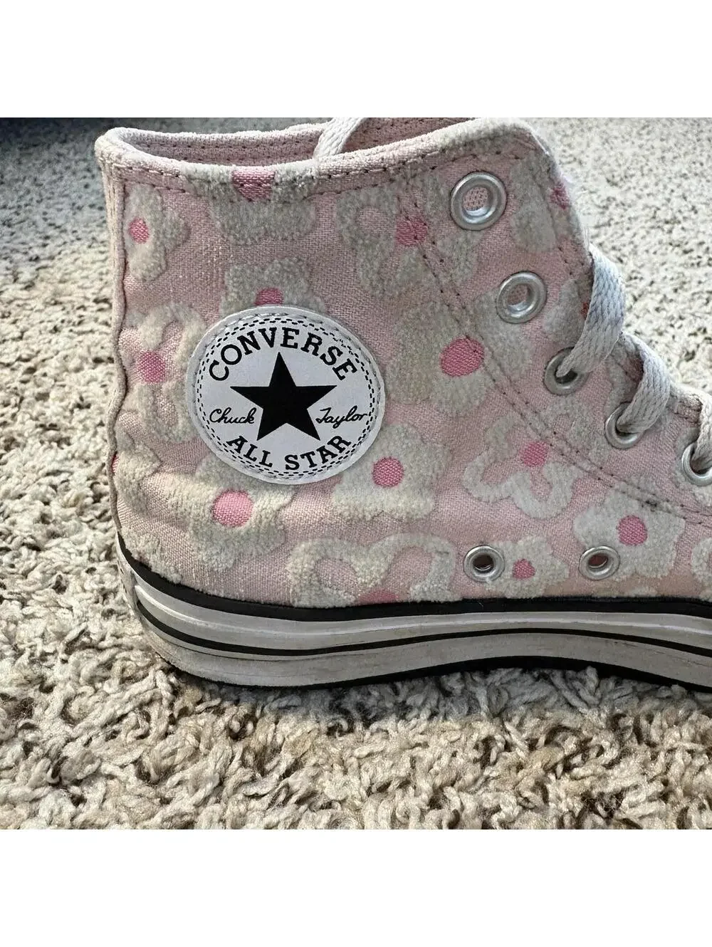 Converse Floral High Top Sneakers Chuck Taylor All Star Youth 3 Pink School
